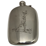 Sterling Silver Flask w/ Finely Detailed Golfer