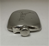 Sterling Silver Flask w/ Finely Detailed Golfer