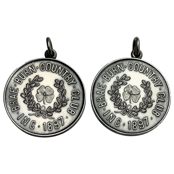 Two (2) 1911 Brae Burn Country Club Sterling Silver Golf Prize Medals 