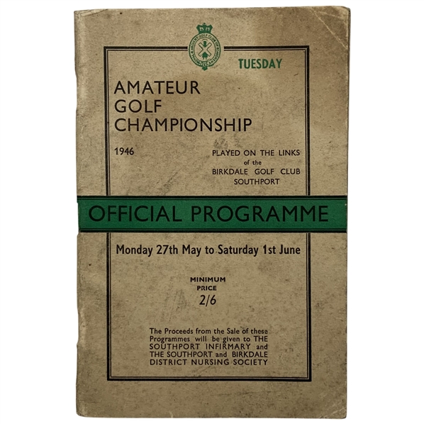 1946 Amateur Golf Championship Official Program Birkdale Golf Club - Rare
