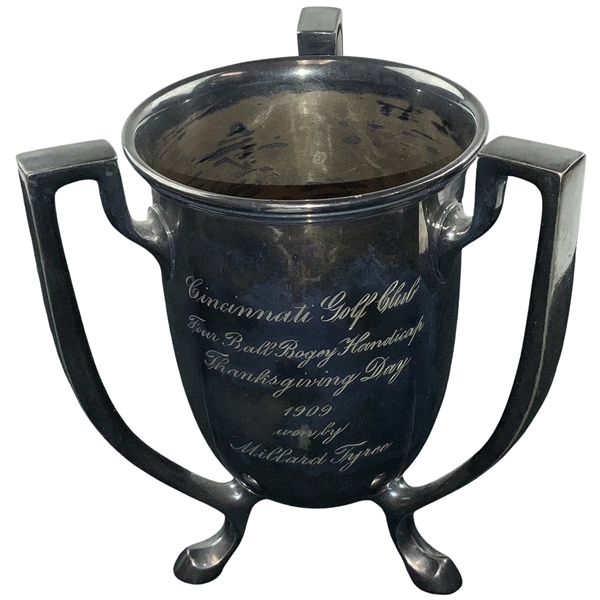 Reed & Barton Silver Plated and Gilt Three Handled Cincinnati Golf Club Trophy Cup 1909