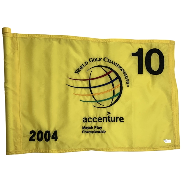 2004 WGC Accenture Match Play Championship Tournament-Used Flown Hole 10 Flag - Tiger Woods 40th PGA Tour Win