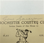 Two Gene Sarazen Signed Golf Ephemera Items from Westchester & Rochester Country Club JSA ALOA