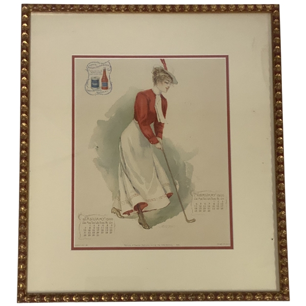 Framed Blue Label Soup & Ketchup Advertising Calendar Print, 1900
