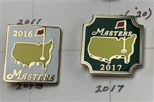 A Collection of 18 Masters Tournament Commemorative Enamel Lapel Pins