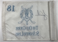 Tiger Woods Signed St Andrews Old Course Flown 18th Hole Pin Flag UDA #SH037623