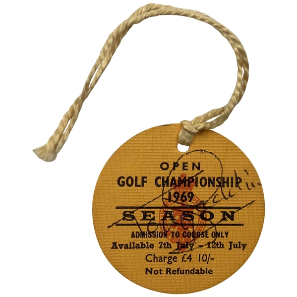 Tony Jacklin Signed 1969 Open Championship Season Admission Tag Royal Lytham and St Annes JSA ALOA