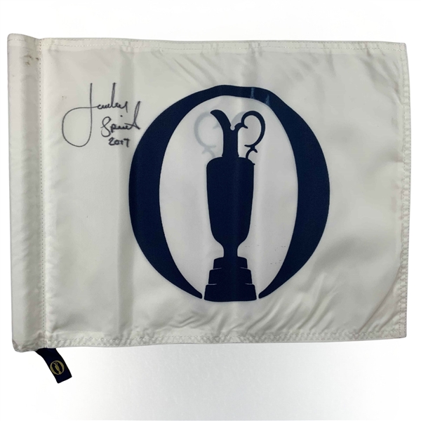 Jordan Spieth Signed Open Championship Course Flown Flag w/ 2017 JSA ALOA
