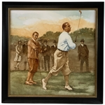 Original Walter Hagen & Gene Sarazen Oil Painting Signed by Artist Robert Fletcher - Framed

