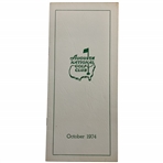 1974-1975 Augusta National Golf Club Member Directory and Schedule of Events Booklet