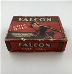 c.1920 North British Rubber Co Falcon Golf Ball Box w/ 2 Sealed Falcon Golf Balls Within