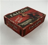c.1920 North British Rubber Co Falcon Golf Ball Box w/ 2 Sealed Falcon Golf Balls Within
