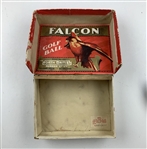 c.1920 North British Rubber Co Falcon Golf Ball Box w/ 2 Sealed Falcon Golf Balls Within