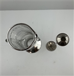 Vintage Tall Sterling Silver Overlay Golf Motif Glass Cocktail Pitcher w/ Uncommon Stirrer Set