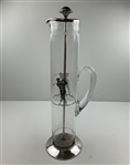 Vintage Tall Sterling Silver Overlay Golf Motif Glass Cocktail Pitcher w/ Uncommon Stirrer Set