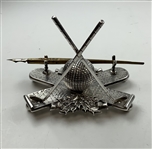 Vintage Line Cut Gutty Ball Pen & Ink Well Stand