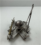 Vintage Line Cut Gutty Ball Pen & Ink Well Stand