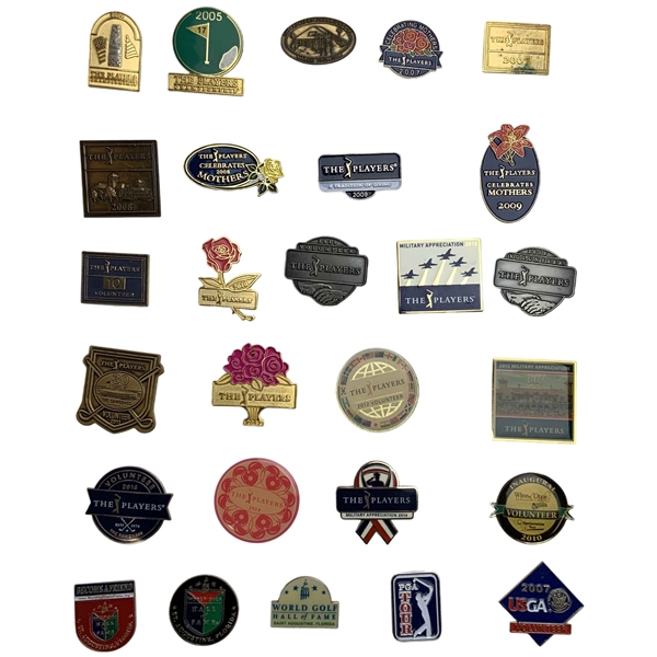 Collection of 29 Commemorative Golf Lapel Pins Featuring The Players Championship and PGA Tour Events 2004-2014