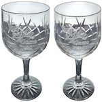 Two Cut Crystal Wendys Champions Skin Game Commemorative Goblets Wailea Maui 2007