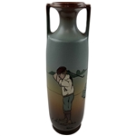 Weller Pottery Dickensware Signed Golfer Ceramic Vase
