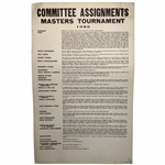 1980 Masters Tournament Official Committee Assignments Large-Format Broadside - Rare