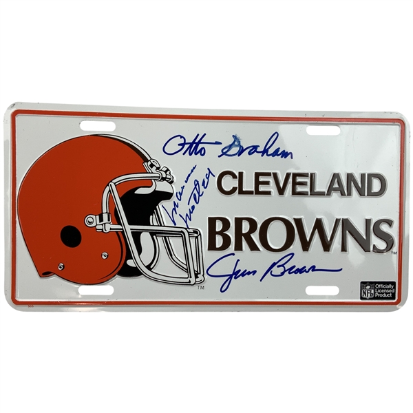 Cleveland Browns Souvenir License Plate Signed by Jim Brown, Otto Graham, and Marion Motley JSA ALOA