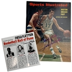 Gates & Havlicek Signed Basketball Memorabilia Items Including a 1972 Sports Illustrated Magazine and 1989 Hall of Fame Tile JSA ALOA
