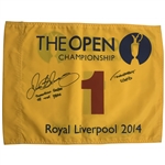 Rory McIlroy Signed 2014 Open Championship at Royal Liverpool Hole #1 Tournament Used Flown Flag w/ Champion Golfer of Year & Tournament Used Inscrip. JSA ALOA