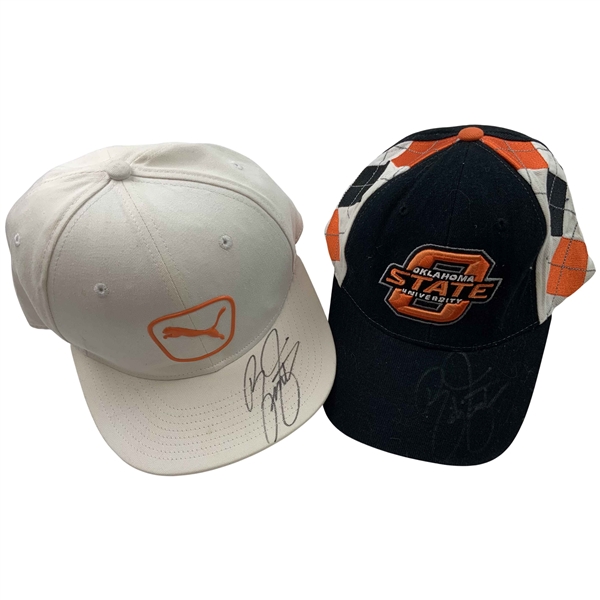 Rickie Fowler Signed Puma Snapback & Oklahoma State University Argyle Hats JSA ALOA