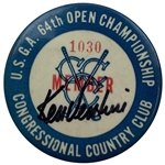 Ken Venturi Signed 1964 USGA 64th U.S. Open Championship Member Badge Congressional Country Club JSA ALOA
