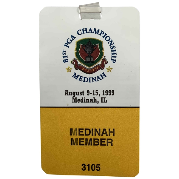 1999 PGA Championship Medinah Member Badge - Tiger Woods 2nd Major Win