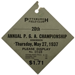 1937 PGA Championship at Pittsburgh Field Club Ticket - Denny Shute Win
