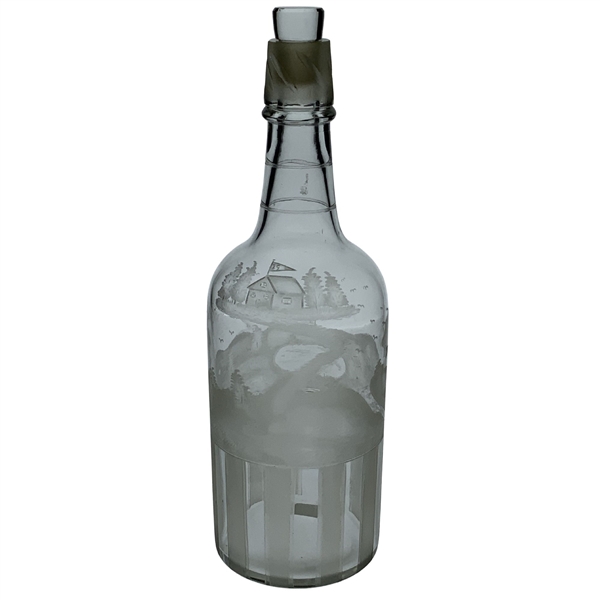 Hawkes Etched & Frosted 19th Hole Glass Golf Themed Decanter w/ Stopper
