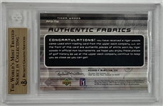 2003 Upper Deck SP Game Used Edition Authentic Fabrics Doubles #AFD-TW Tiger Woods Dual Swatch Card 191/200 BGS 9.5 Gem Mint