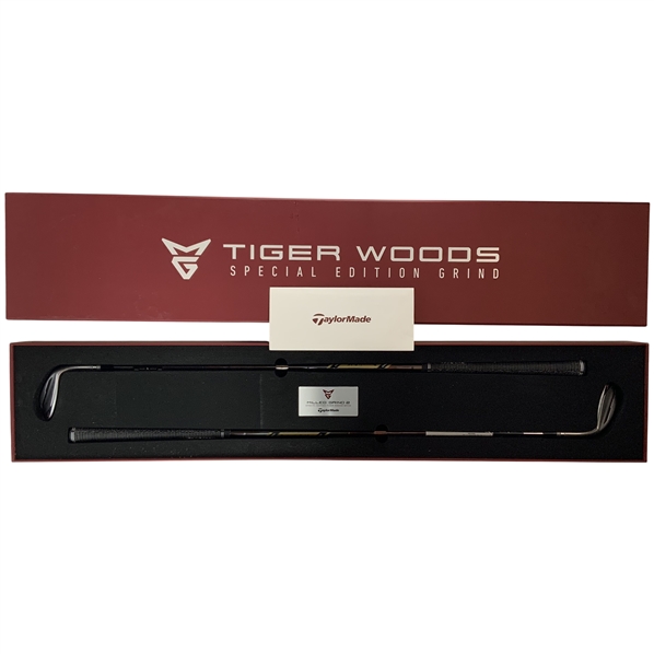 A Pair of TaylorMade Milled Grind 2 Tiger Woods Special Edition Grind Golf Wedges in Presentation Box