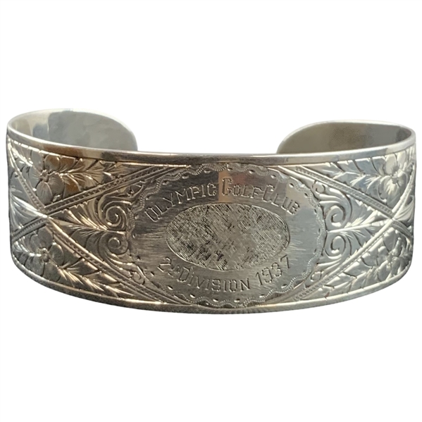 1937 Olympic Golf Club Second Division Sterling Silver Cuff Bracelet
