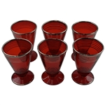 Circa 1920’s Set of Six Golf Ruby Red Sterling Silver Glass Cordials w/ Ruby Red Sterling Glass Cocktail Shaker 