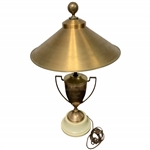 1956 Western Utah Amateur Golf Trophy Lamp with Brass Tone Metal Shade & Golf Ball Topper