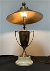 1956 Western Utah Amateur Golf Trophy Lamp with Brass Tone Metal Shade & Golf Ball Topper