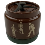C. 1883-95 Langley Mill Ceramic Golf Theme Tobacco Jar Humidor