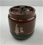 C. 1883-95 Langley Mill Ceramic Golf Theme Tobacco Jar Humidor