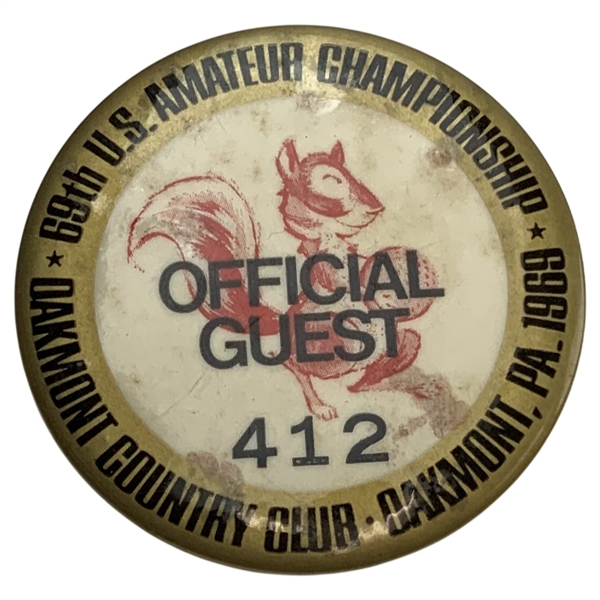 1969 U.S. Amateur Championship Official Guest Badge Oakmont Country Club
