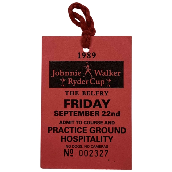 1989 Ryder Cup Admission Ticket Badge