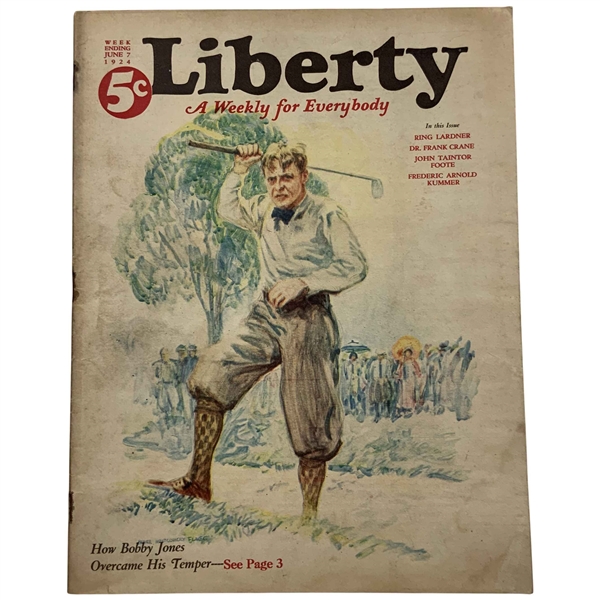 1924 Bobby Jones Liberty: How Bobby Jones Overcame His Temper Magazine - Rare