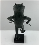 Bronze Figural Frog Conductor Sculpture on Plinth