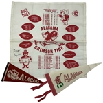 Paul Bear Bryant Signed Alabama Crimson Tide 1974 Schedule Handkerchief and Pennant Collection JSA ALOA