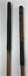 A Pair of Antique Brass Head Putter Golf Clubs with Hickory Shafts