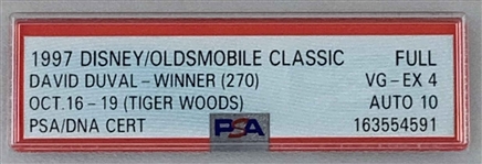 Tiger Woods Signed 1997 Disney Oldsmobile Golf Classic Full Ticket PSA DNA AUTO 10!