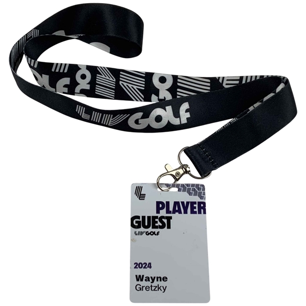 Wayne Gretzkys 2024 LIV Golf Player Guest Credential ID Badge Worn at DJs LV Win