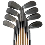 A Set of Nine Spalding Robert T. Jones Jr. Cushion Neck Kro-Flite Pyratone Shafted Golf Clubs